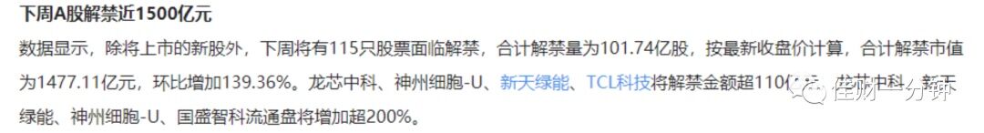 可能影响下周的9个消息