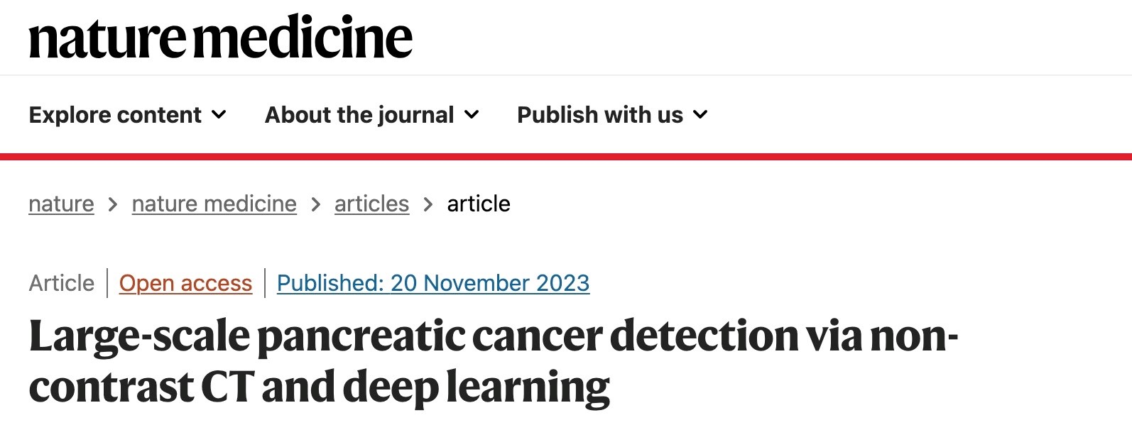 达摩院医疗AI攻克胰腺癌早筛难题，成果登上顶级期刊《Nature Medicine》