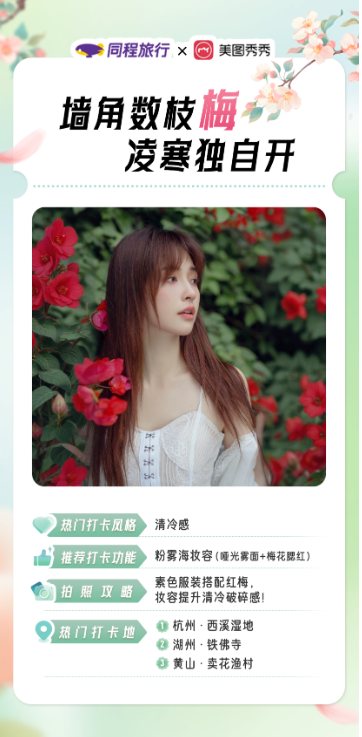 「焦点」素人秒出花季大片，同程旅行联合美图秀秀推出春季赏花打卡指南