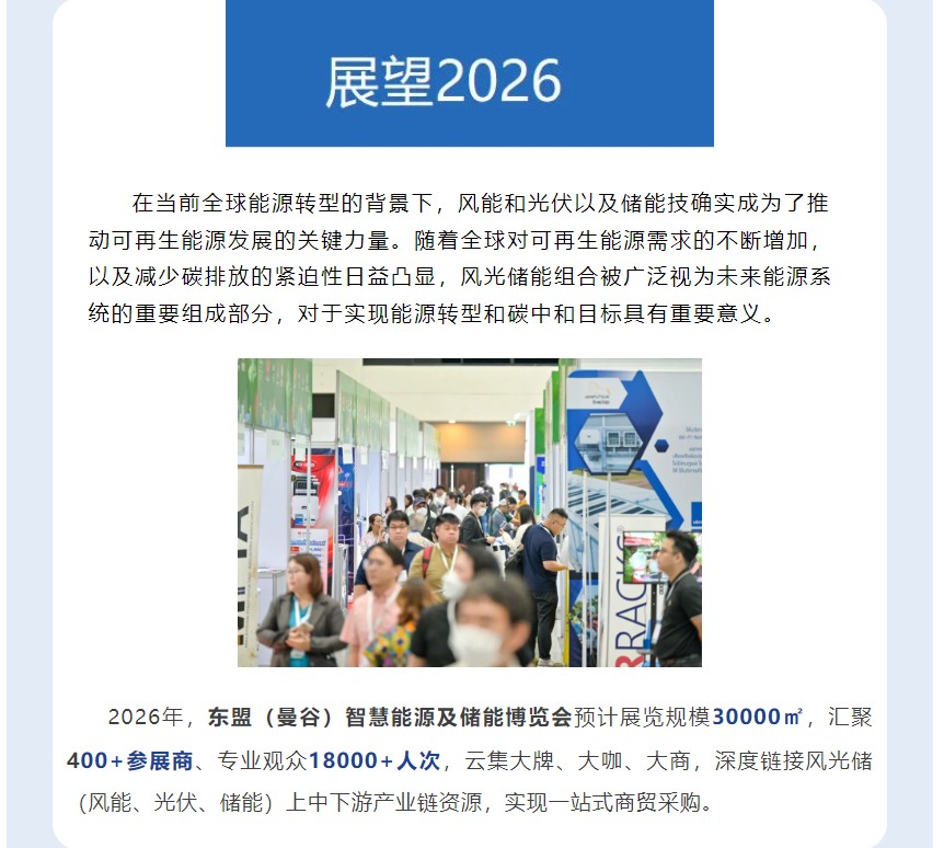 2026东盟(曼谷)智慧能源及储能博览会火热启幕!风光储产业出海新机遇,诚邀全球同仁 2026东盟(曼谷)智慧能源及储能博览会火热启幕!风光储产业出海新机遇,诚邀全球同仁