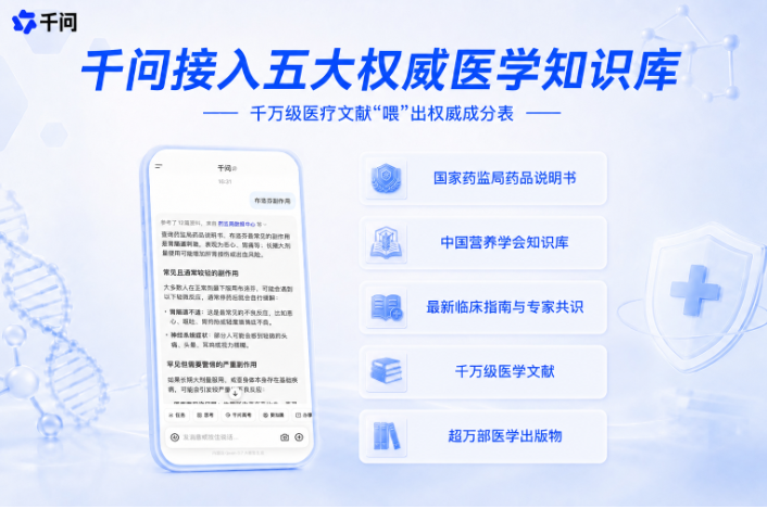 千问APP全面接入五大医学知识库,健康回答可溯源至原文 千问APP全面接入五大医学知识库,健康回答可溯源至原文
